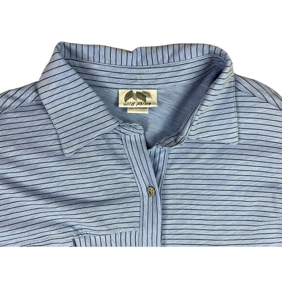 Wild Palms Button Oversize Slub-Knit Shirt Top Size S NWOT Blue Striped 3/4-Slv - Picture 5 of 10